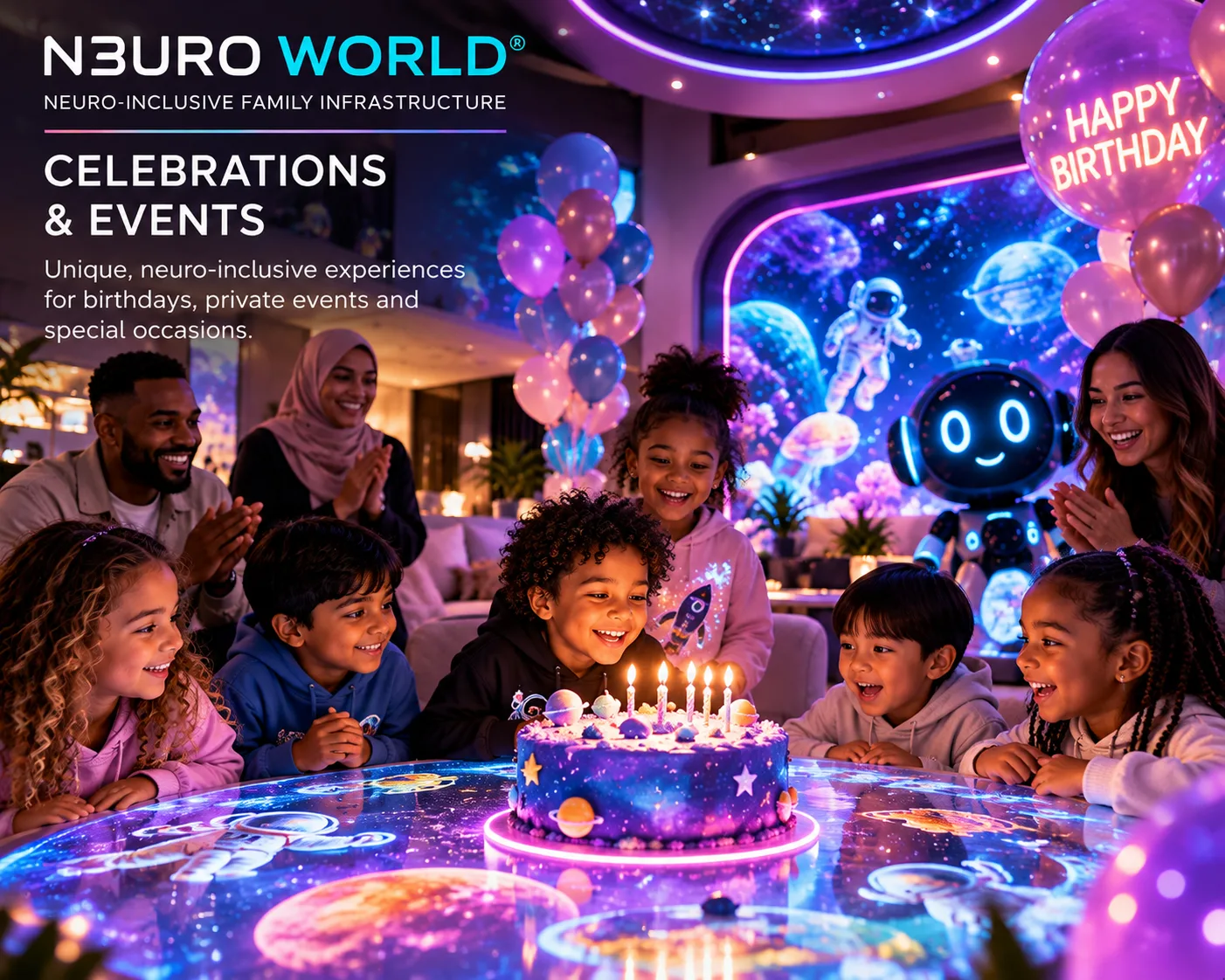 N3URO Celebrations & Events — children celebrate a space-themed birthday